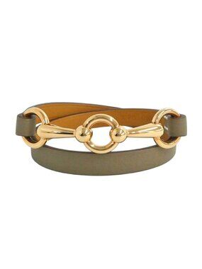Hermes Leather Bracelet Gallop Punk Double Tour Etoupe T2